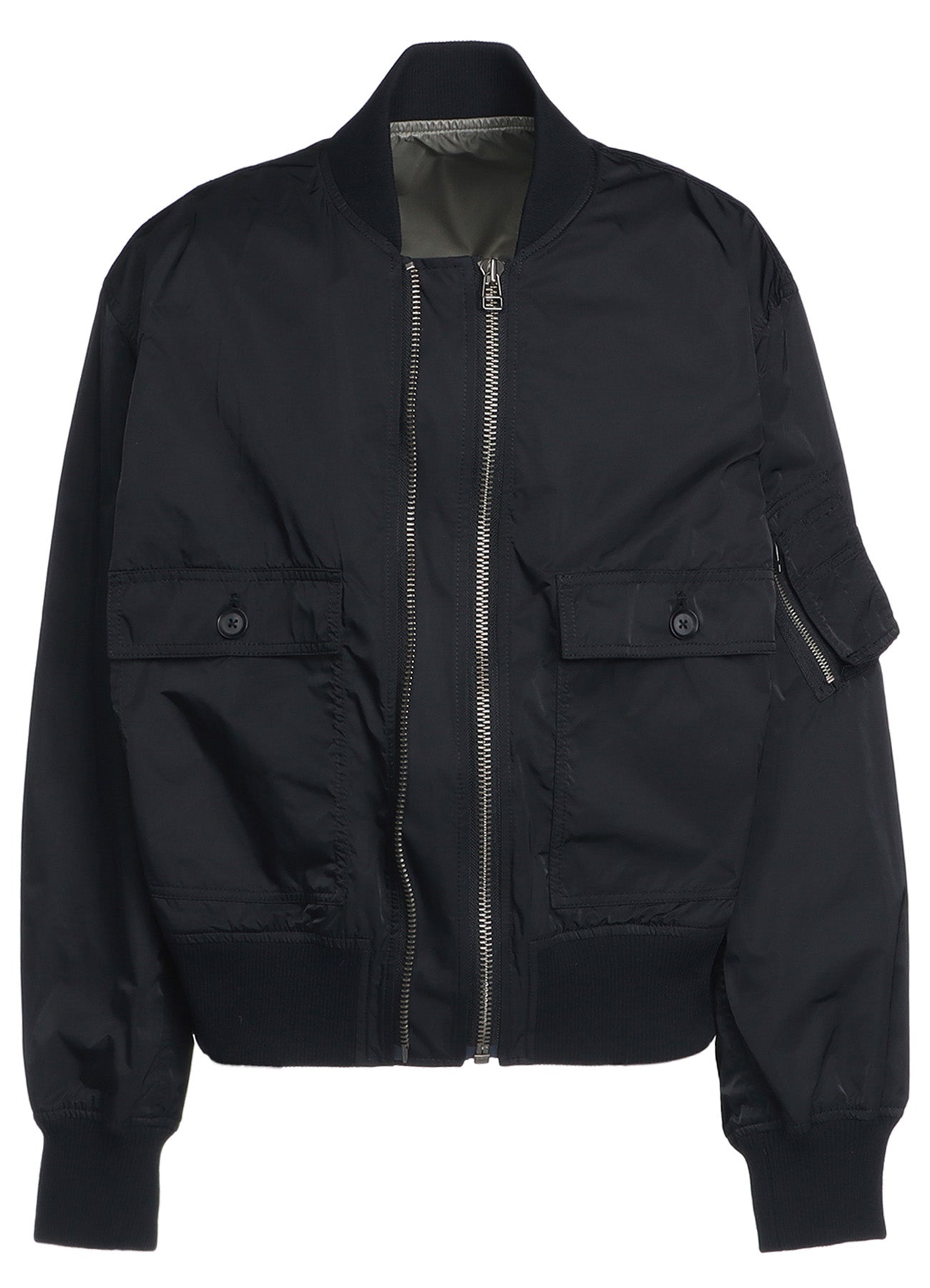 POLYESTER TWILL TYPEWRITER DOUBLE ZIPPER MA-1 JACKET