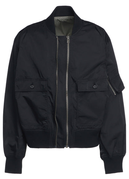 POLYESTER TWILL TYPEWRITER DOUBLE ZIPPER MA-1 JACKET