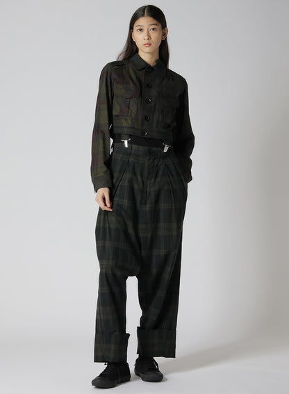 SUMI INK-DYED MADRAS PLAID SUSPENDER MACKIN SAROUEL