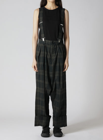 SUMI INK-DYED MADRAS PLAID SUSPENDER MACKIN SAROUEL