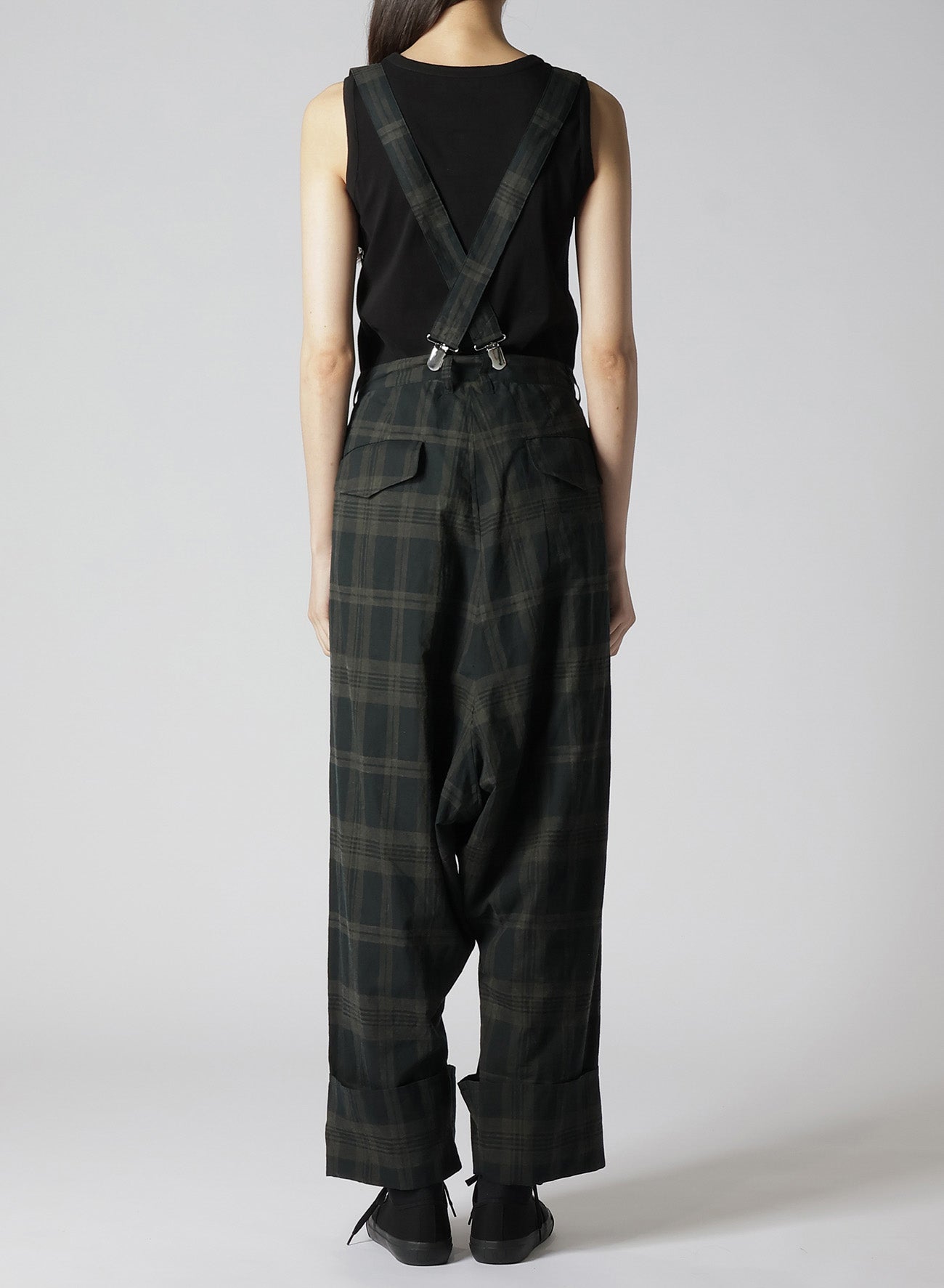 SUMI INK-DYED MADRAS PLAID SUSPENDER MACKIN SAROUEL