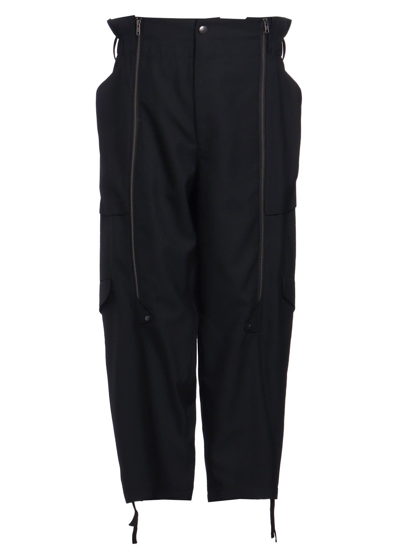 WOOL POLYESTER GABARDINE SUSPENDER PANTS