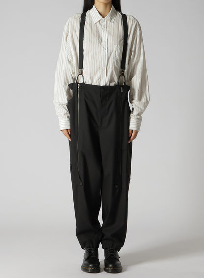 WOOL POLYESTER GABARDINE SUSPENDER PANTS