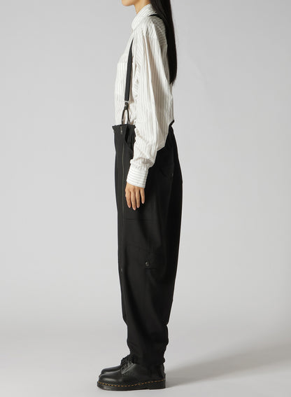 WOOL POLYESTER GABARDINE SUSPENDER PANTS