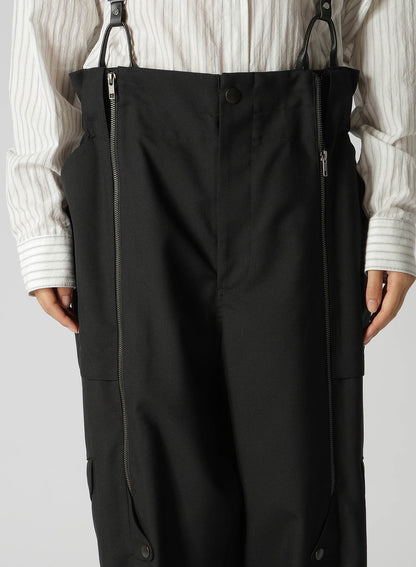 WOOL POLYESTER GABARDINE SUSPENDER PANTS