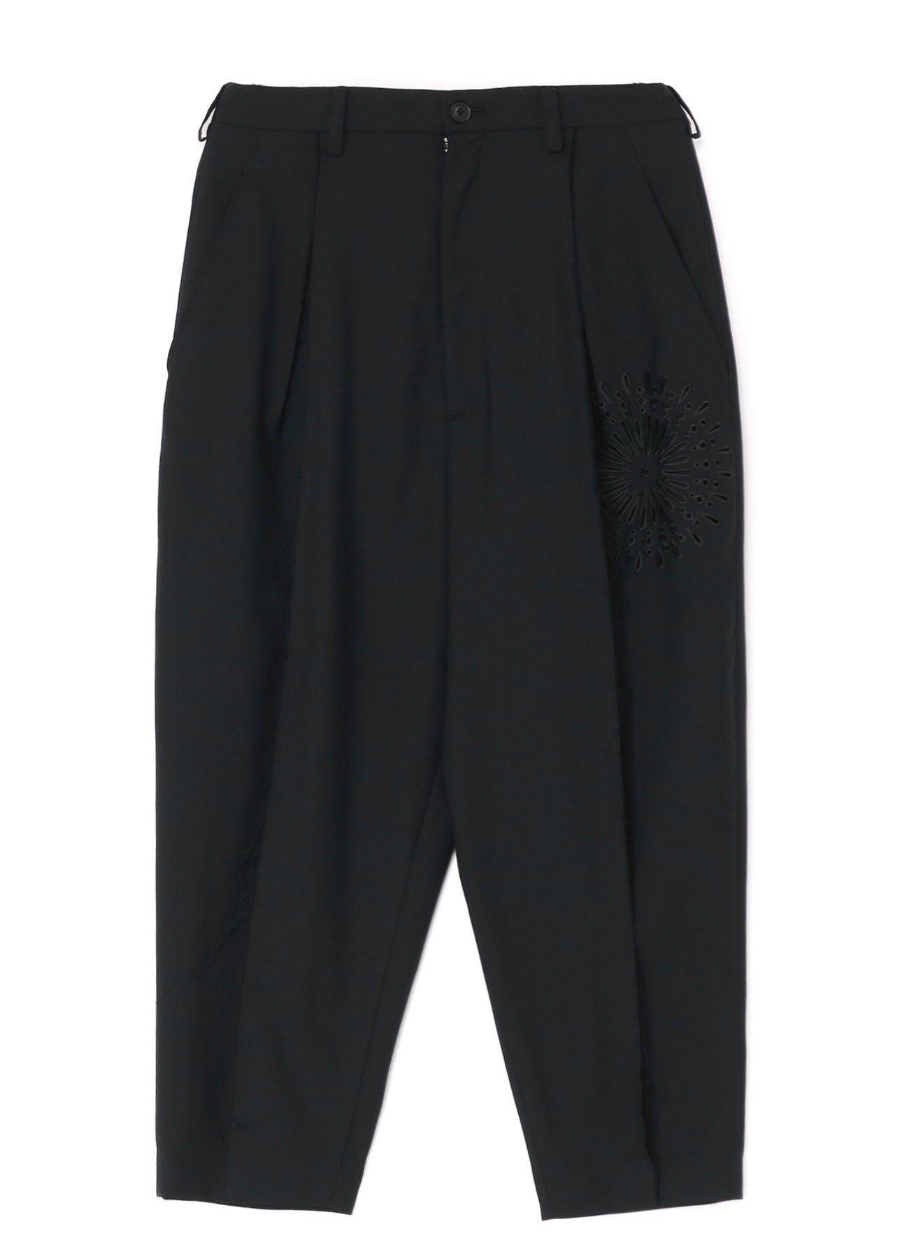 WOOL POLYESTER GABARDINE CROSS TUCK  PANTS