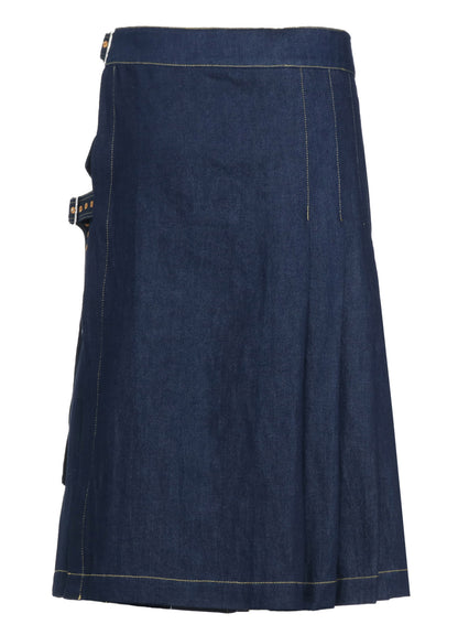 8OZ UNEVEN THREAD DENIM WRAPPED TUCK SKIRT