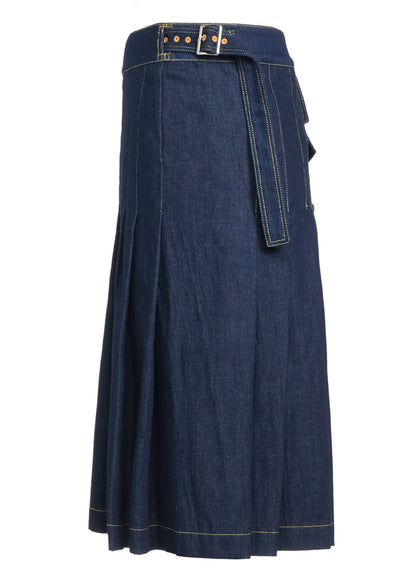 8OZ UNEVEN THREAD DENIM WRAPPED TUCK SKIRT