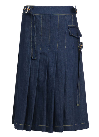 8OZ UNEVEN THREAD DENIM WRAPPED TUCK SKIRT