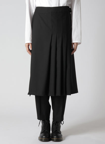 WOOL POLYESTER GABARDINE WRAPPED TUCK SKIRT