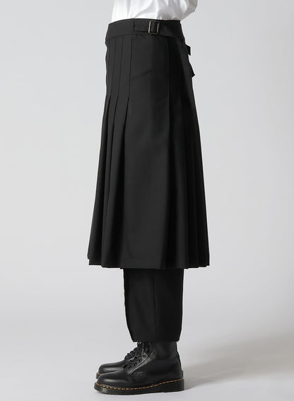 WOOL POLYESTER GABARDINE WRAPPED TUCK SKIRT