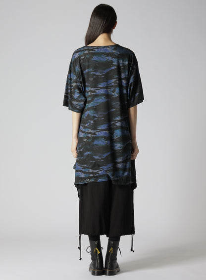 ZEBRA PATTERN COTTON/MODAL LEFT OPENING SHORT SLEEVE T-SHIRT