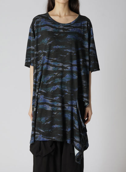 ZEBRA PATTERN COTTON/MODAL LEFT OPENING SHORT SLEEVE T-SHIRT