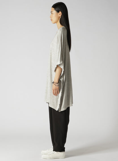 SUMI INK-DYED LINEN JERSEY SIDE BUTTON HALF SLEEVE BIG T-SHIRT