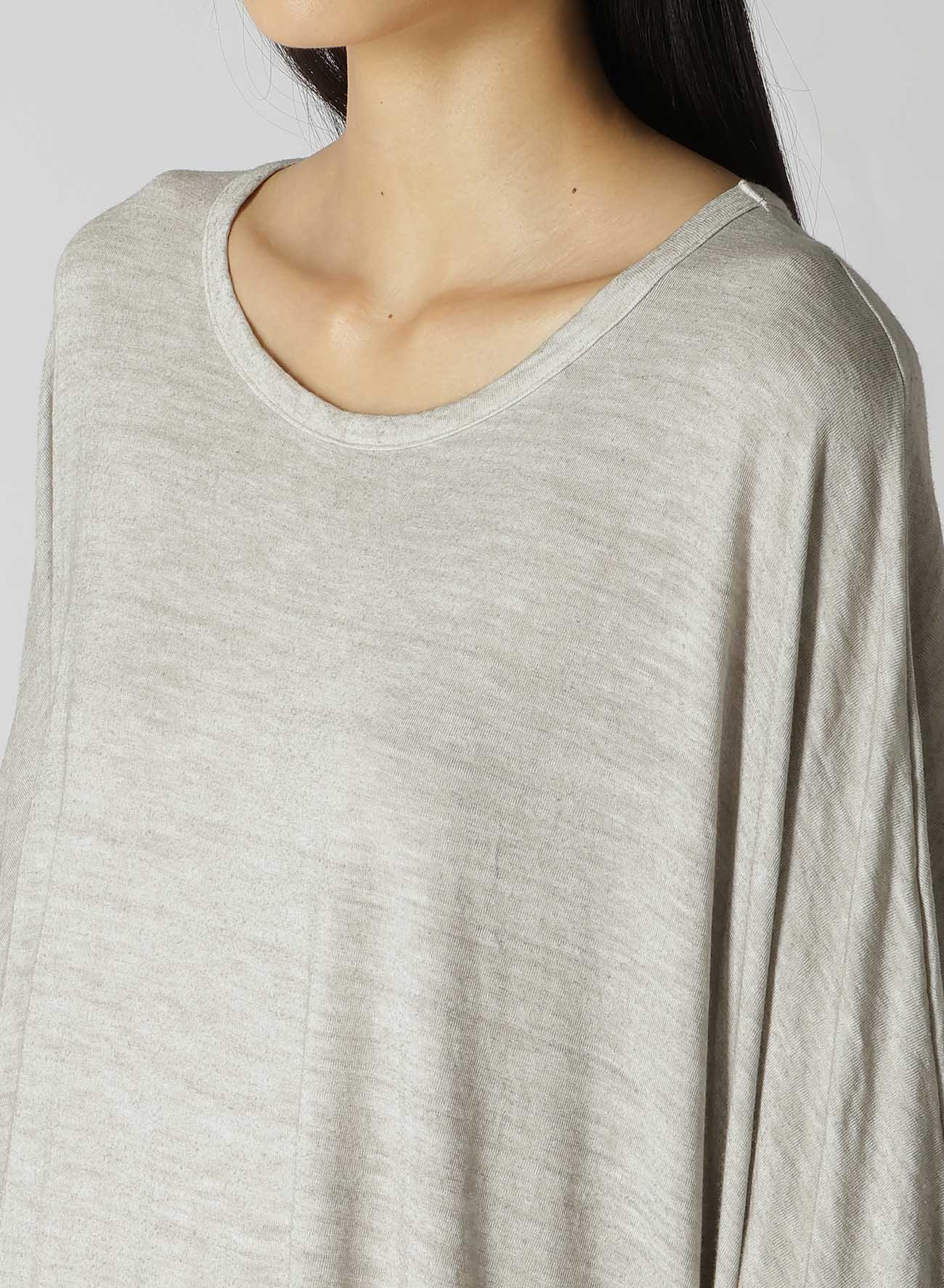 SUMI INK-DYED LINEN JERSEY SIDE BUTTON HALF SLEEVE BIG T-SHIRT