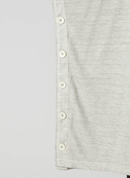 SUMI INK-DYED LINEN JERSEY SIDE BUTTON HALF SLEEVE BIG T-SHIRT