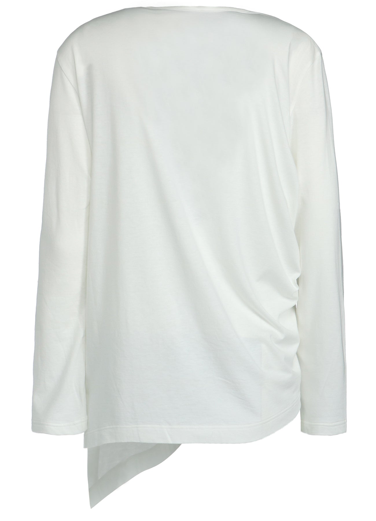 COTTON MODAL JERSEY DRAWSTRING SHIRRED LONG SLEEVE T-SHIRT