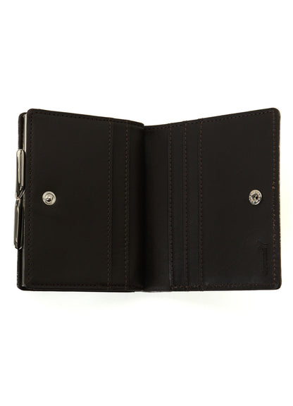 PRINTED LEATHER DOUBLE-FOLD WALLET