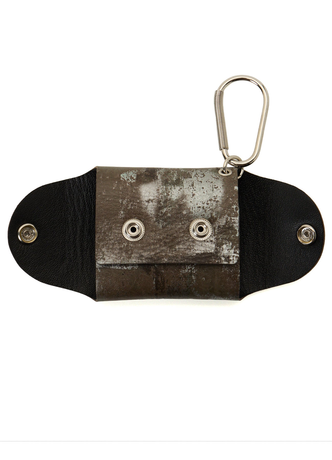 PRINTED LEATHER PILL CASE KEYCHAIN