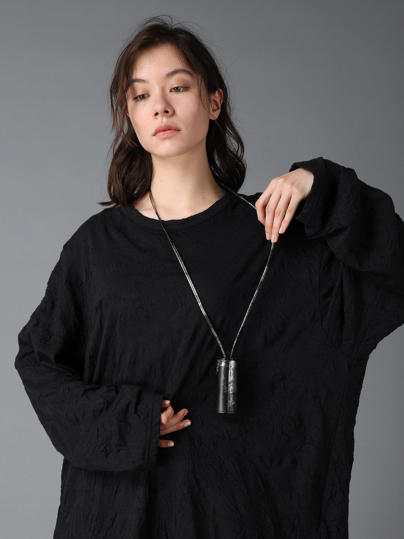 PRINTED LEATHER KEYCASE NECKLACE