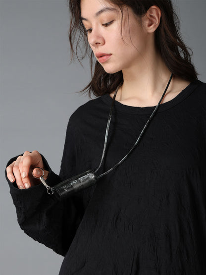 PRINTED LEATHER KEYCASE NECKLACE