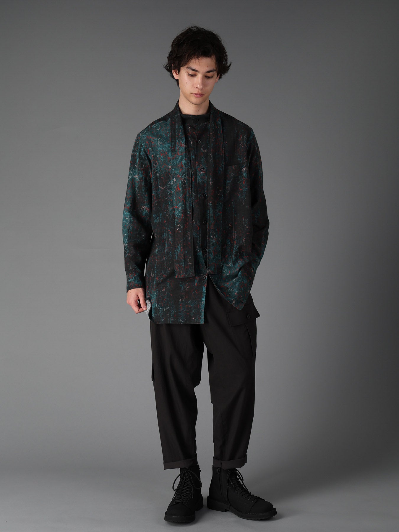 COTTON WOOL VIYELLA PAISLEY PATTERN BOW TIE COLLAR SHIRT