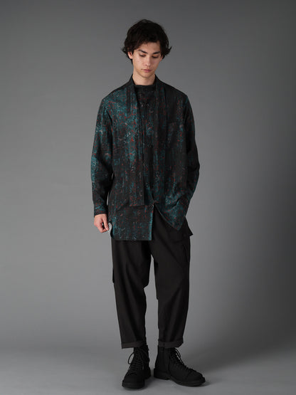 COTTON WOOL VIYELLA PAISLEY PATTERN BOW TIE COLLAR SHIRT