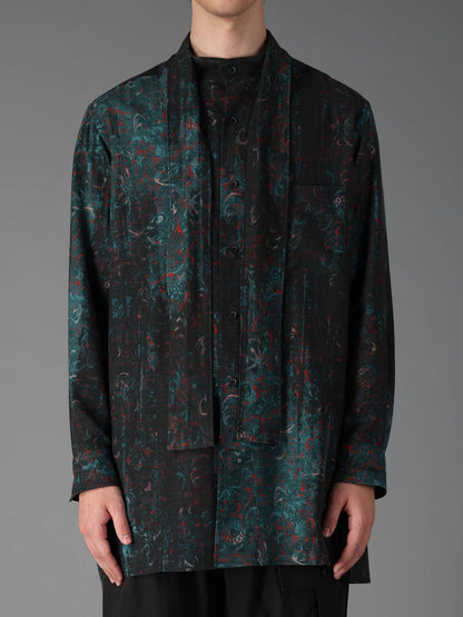 COTTON WOOL VIYELLA PAISLEY PATTERN BOW TIE COLLAR SHIRT