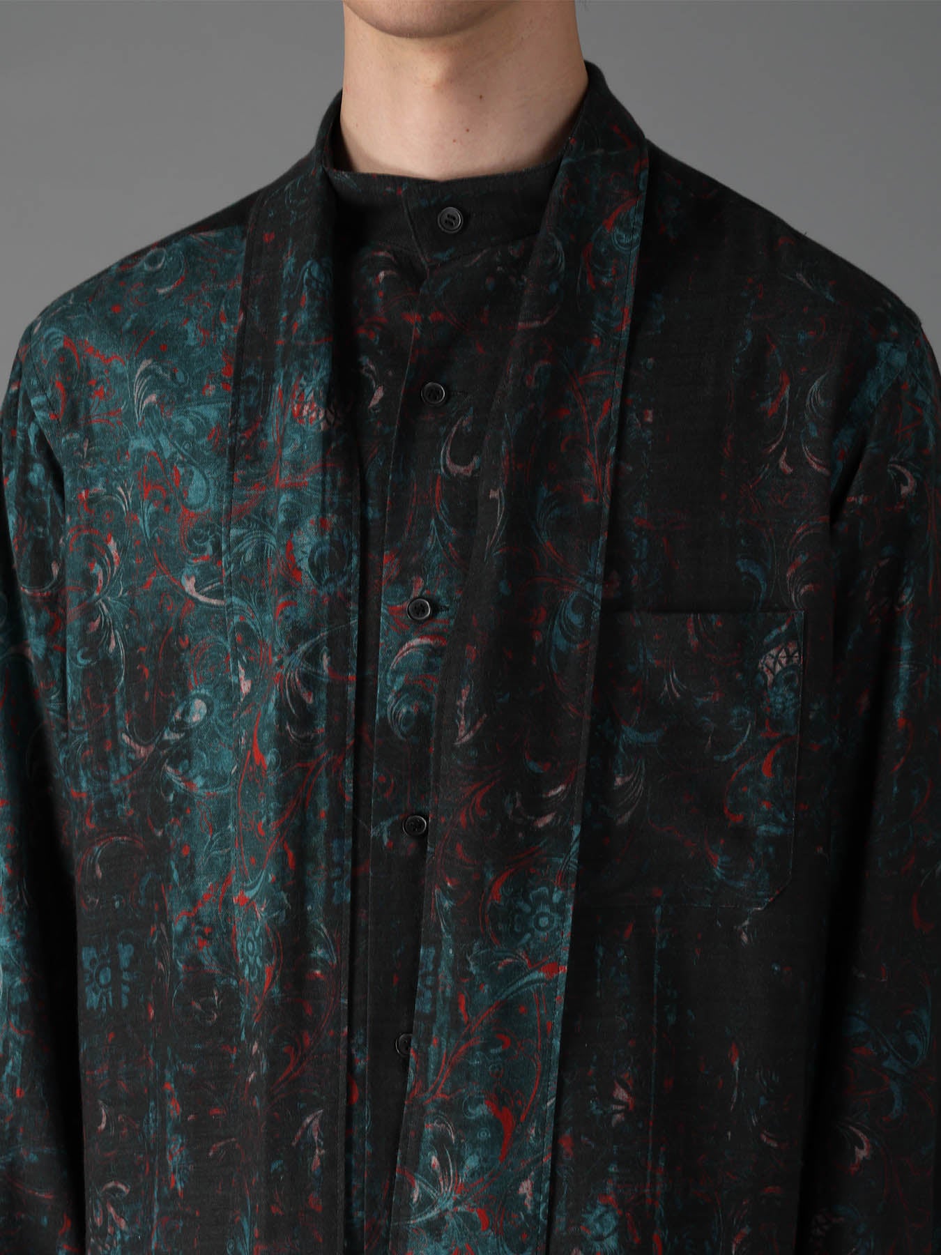 COTTON WOOL VIYELLA PAISLEY PATTERN BOW TIE COLLAR SHIRT
