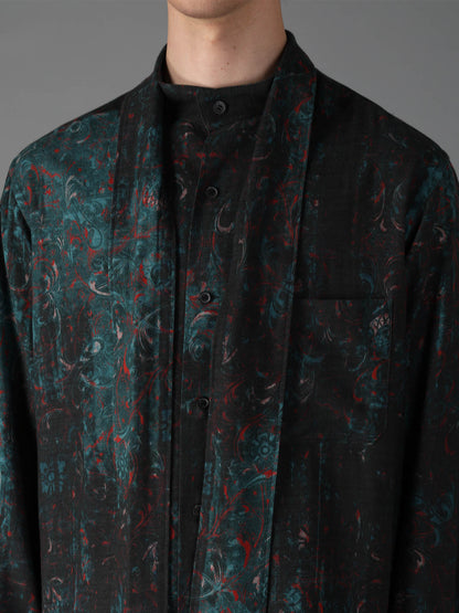 COTTON WOOL VIYELLA PAISLEY PATTERN BOW TIE COLLAR SHIRT