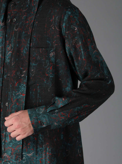 COTTON WOOL VIYELLA PAISLEY PATTERN BOW TIE COLLAR SHIRT