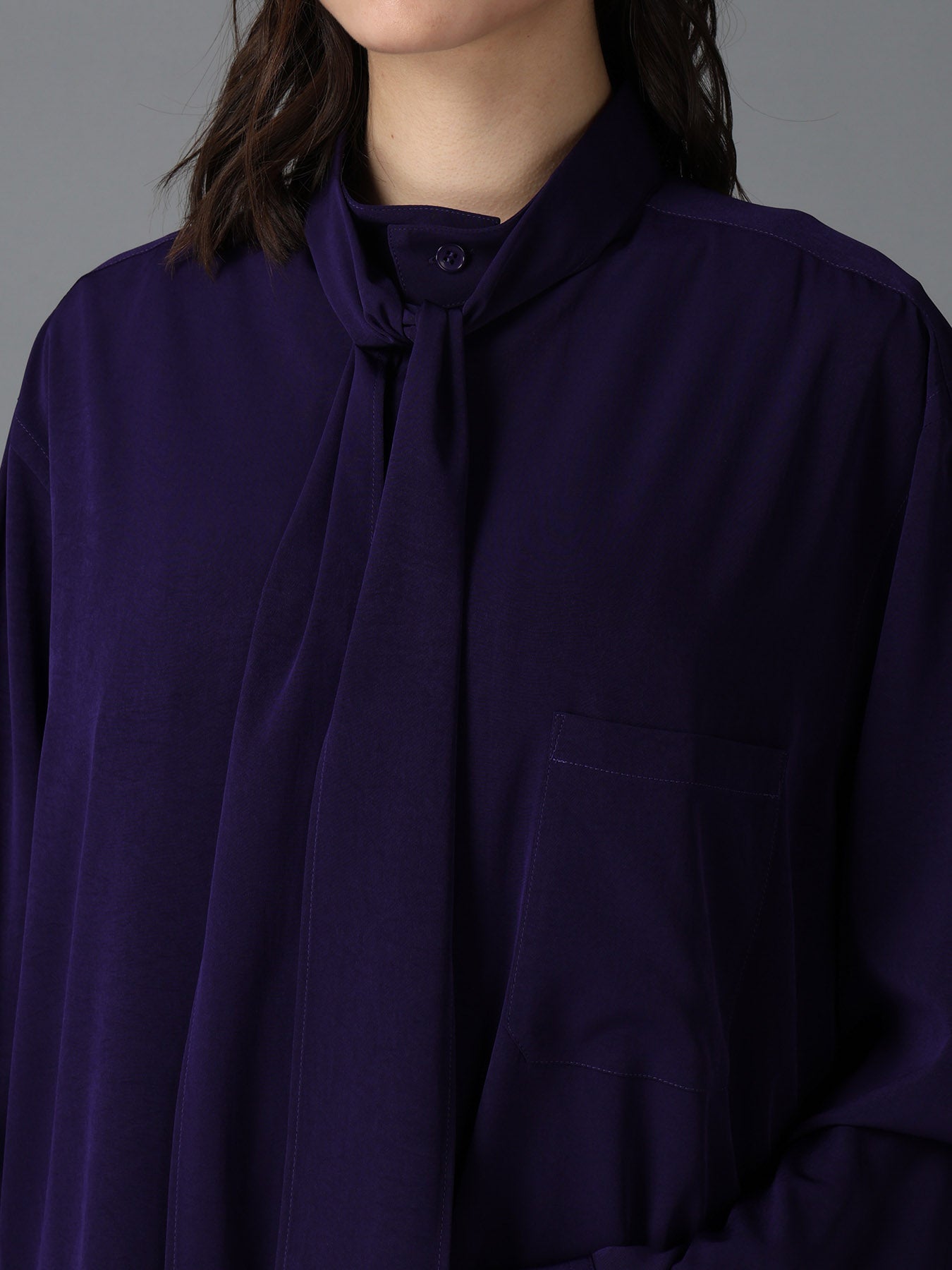 CREPE de CHINE BOW TIE COLLAR SHIRT
