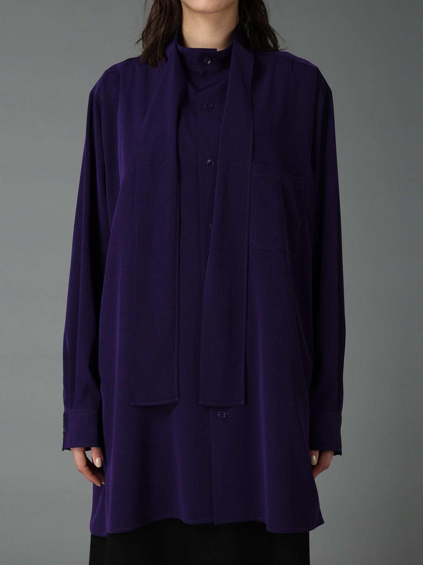 CREPE de CHINE BOW TIE COLLAR SHIRT