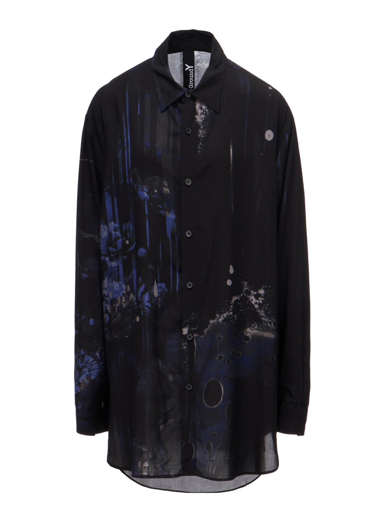 RAYON FLORAL STRIPED BIG SHIRT