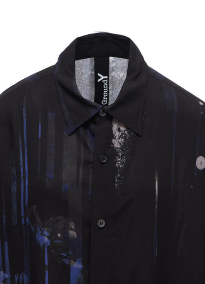 RAYON FLORAL STRIPED BIG SHIRT