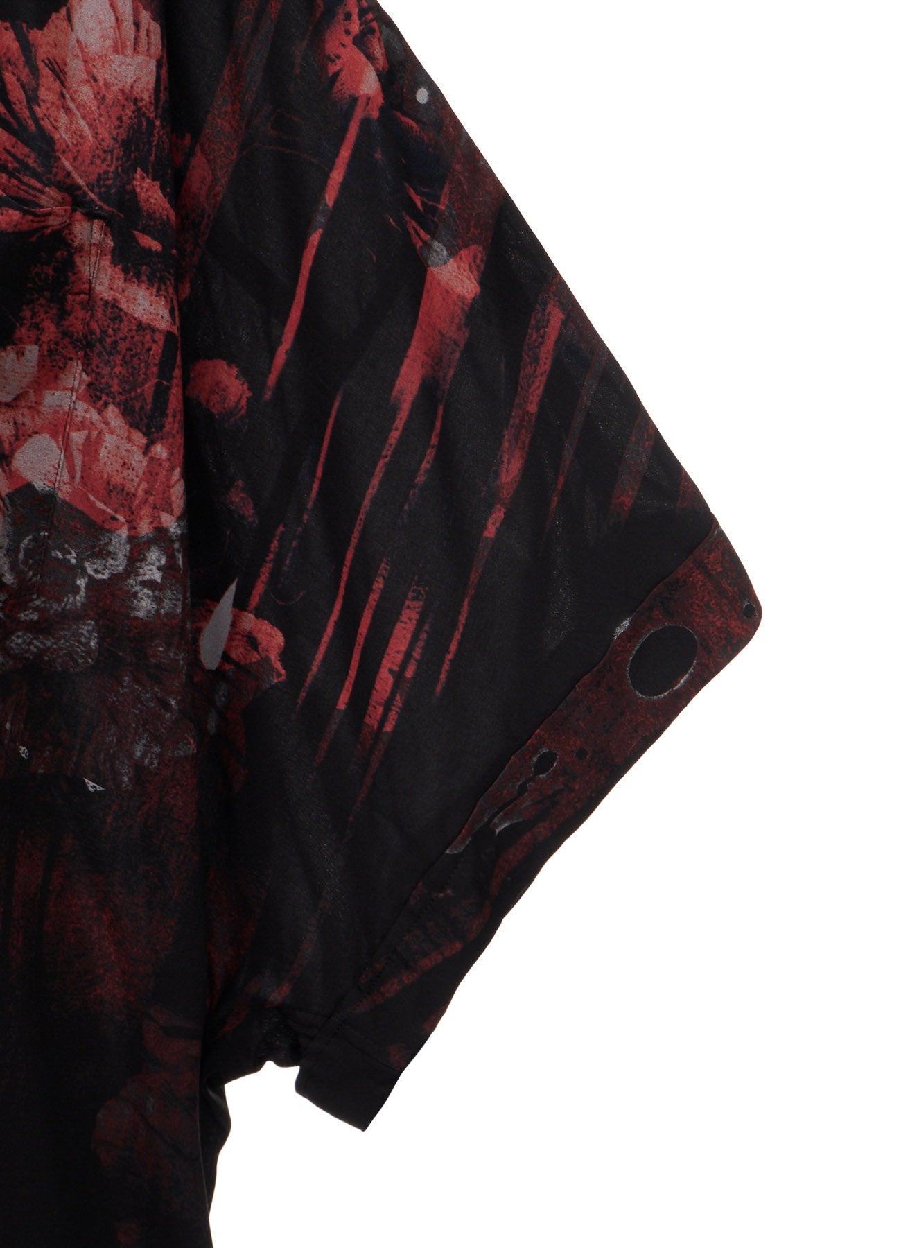 RAYON FLORAL STRIPED FRONT DOLMAN BIG SHIRT