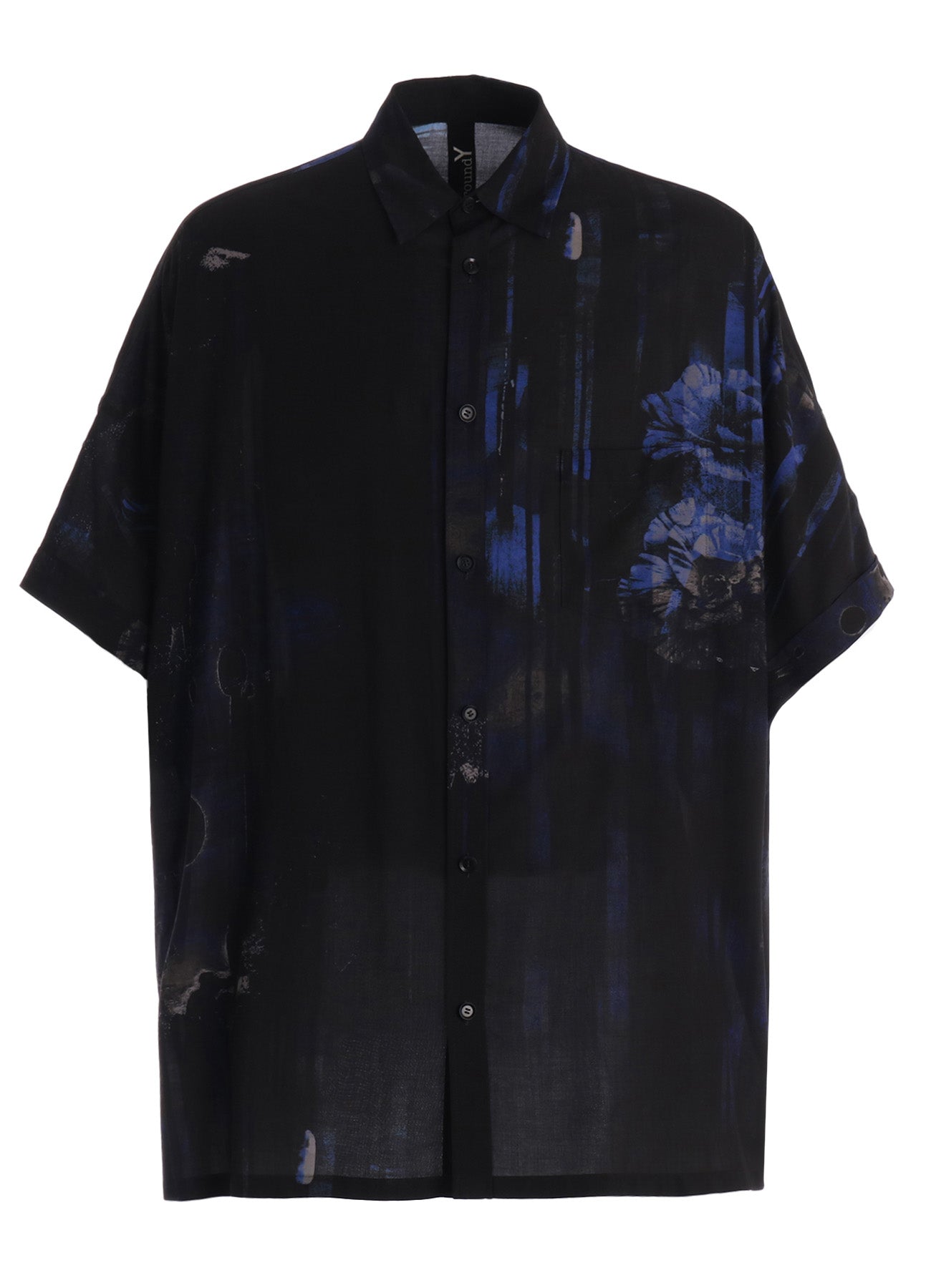 RAYON FLORAL STRIPED FRONT DOLMAN BIG SHIRT