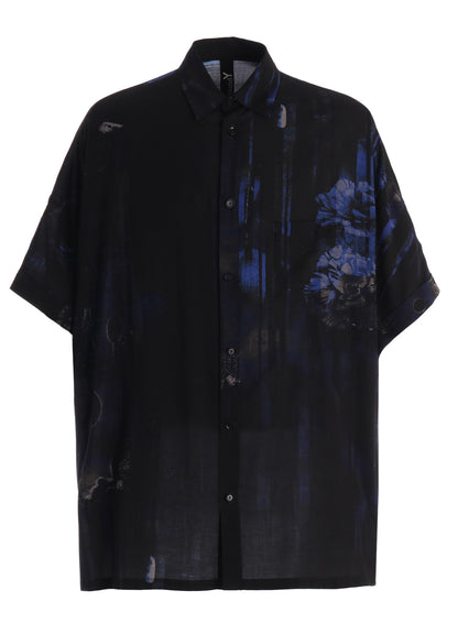 RAYON FLORAL STRIPED FRONT DOLMAN BIG SHIRT