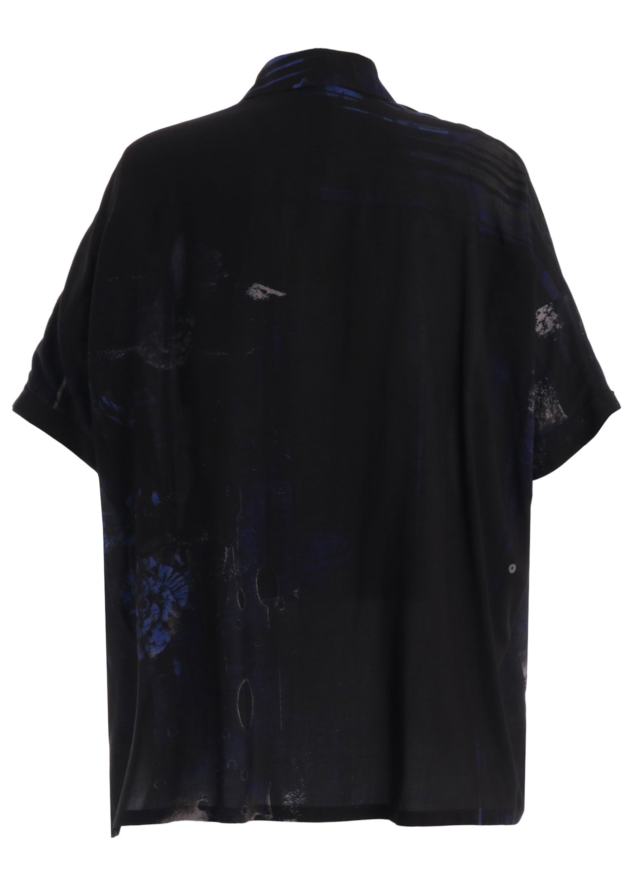 RAYON FLORAL STRIPED FRONT DOLMAN BIG SHIRT