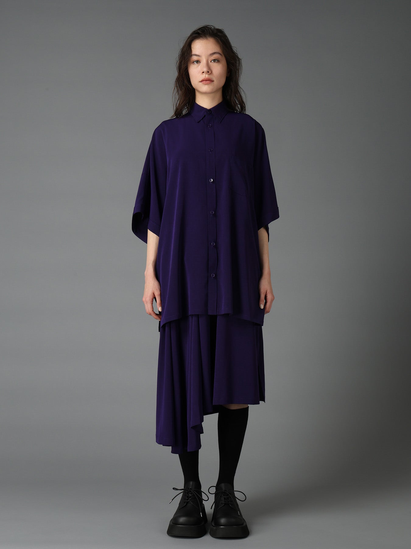 CREPE de CHINE FRONT DOLMAN BIG SHIRT