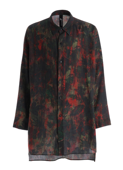COTTON WOOL VIYELLA SHADOW FLORAL PATTERN DOLMAN SHIRT