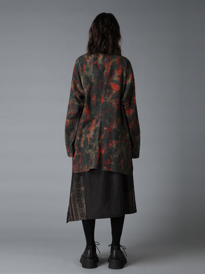 COTTON WOOL VIYELLA SHADOW FLORAL PATTERN DOLMAN SHIRT