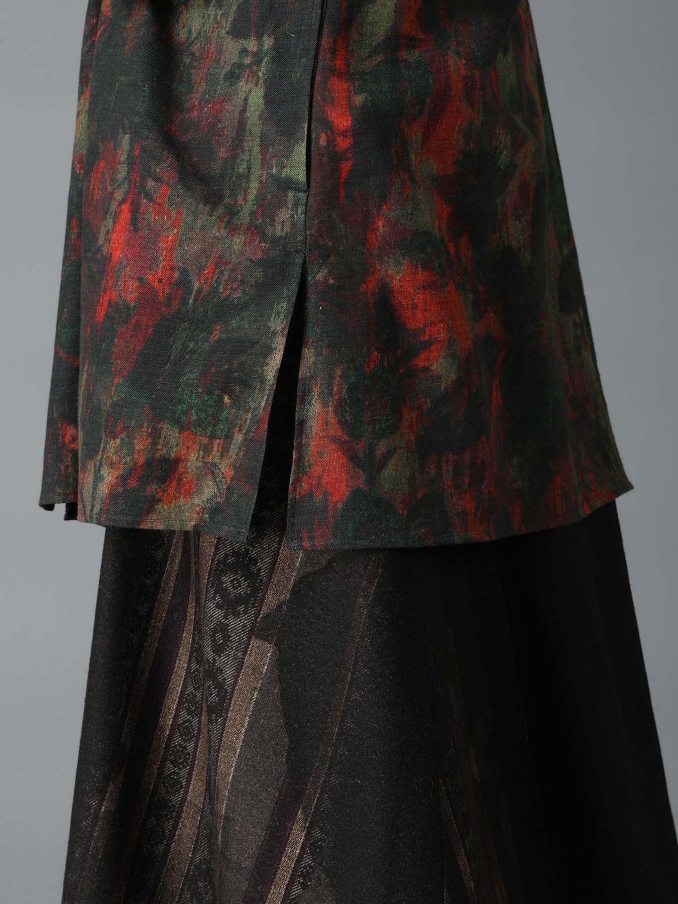 COTTON WOOL VIYELLA SHADOW FLORAL PATTERN DOLMAN SHIRT