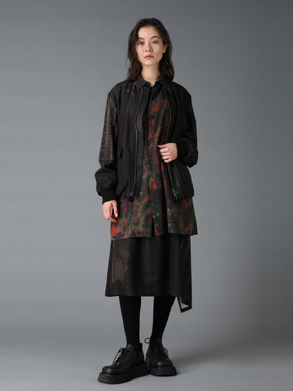 COTTON WOOL VIYELLA SHADOW FLORAL PATTERN DOLMAN SHIRT