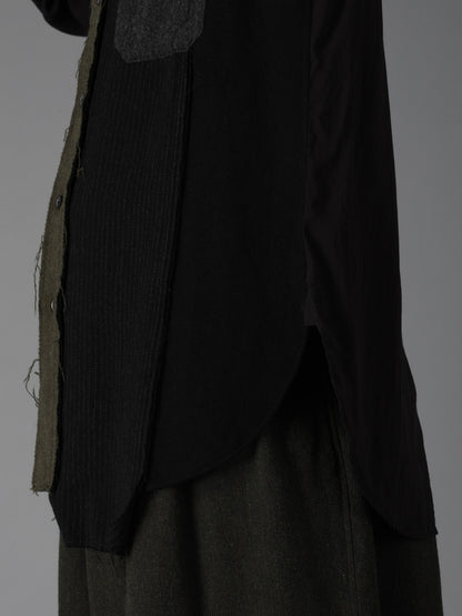SWITCHING MATERIAL PATCHWORK SHIRT