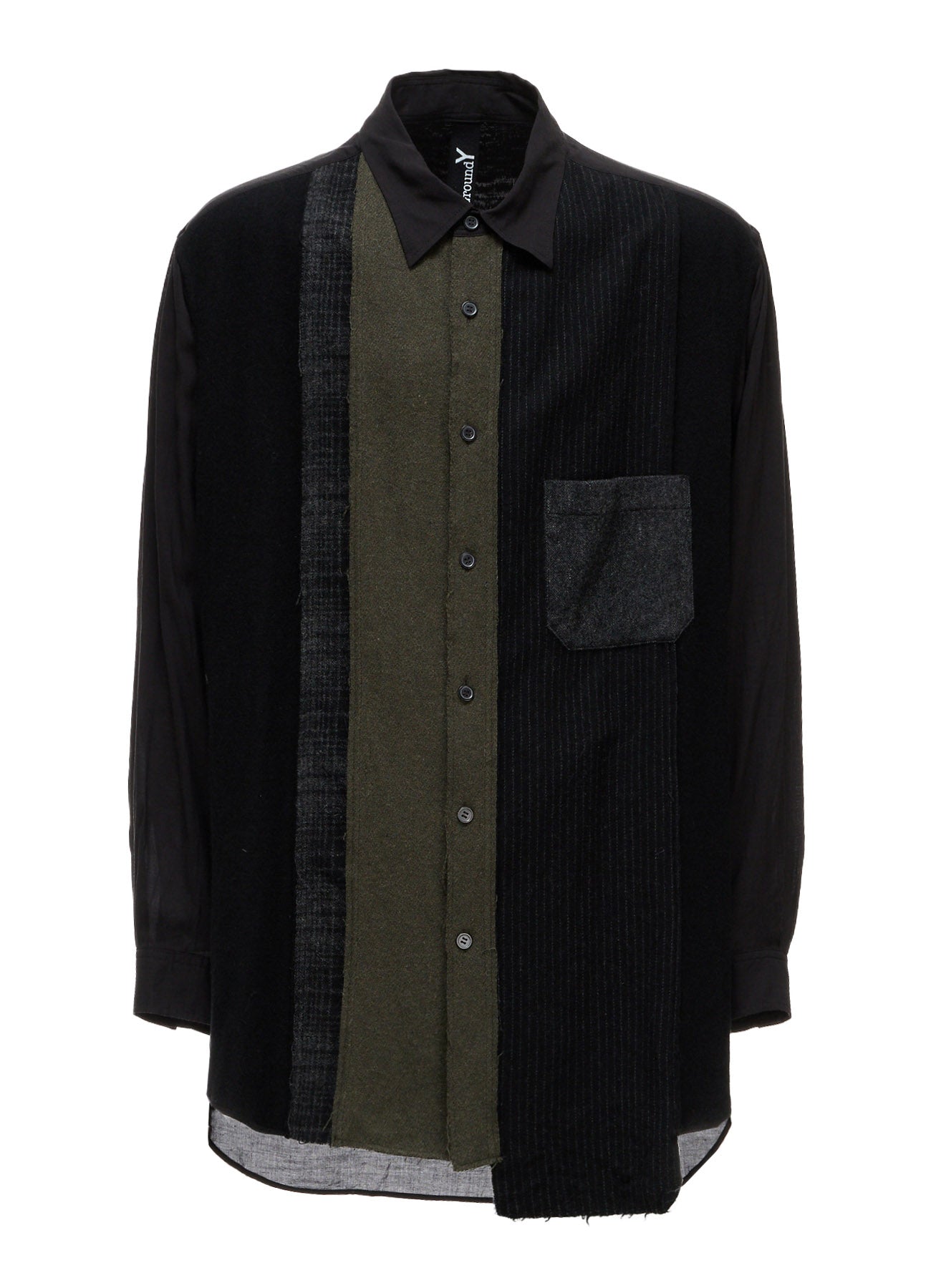SWITCHING MATERIAL PATCHWORK SHIRT
