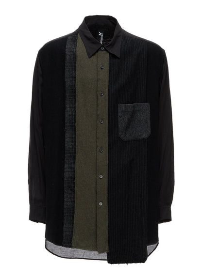 SWITCHING MATERIAL PATCHWORK SHIRT
