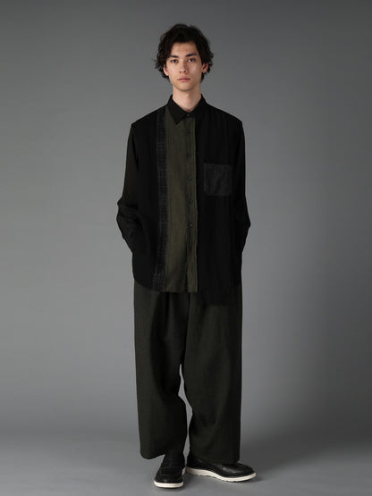 SWITCHING MATERIAL PATCHWORK SHIRT