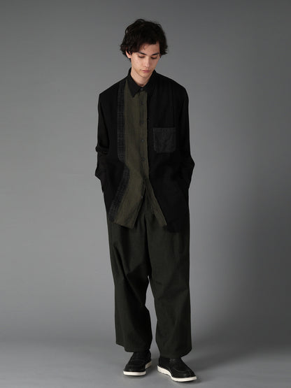 SWITCHING MATERIAL PATCHWORK SHIRT