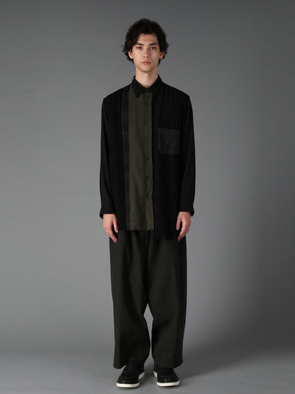 SWITCHING MATERIAL PATCHWORK SHIRT